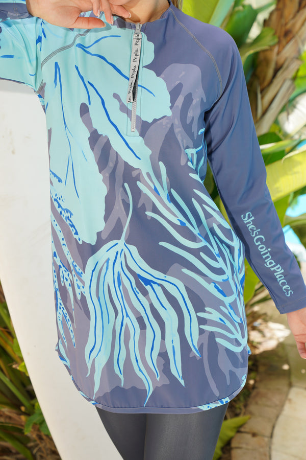 Teal Leaf Long Rashguard